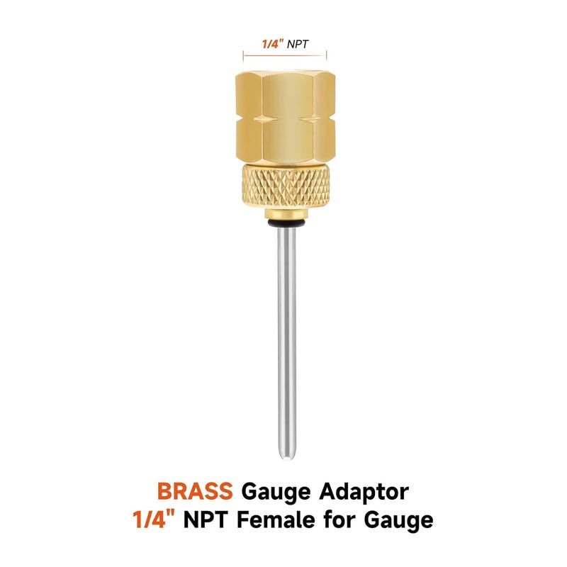 Roastove Brass Gauge Adaptor 1/4 NPT Female,2-1/2 OAL x 1-2/5" x 1/8" Probe with Stainless Steel Sheath,Pressure Gauge Fitting kit - Image 3